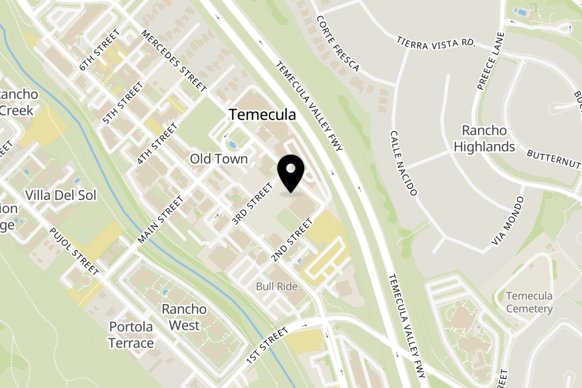 Map showing the location of Margarita's Cocina y Cantina on 41923 2nd St in Temecula